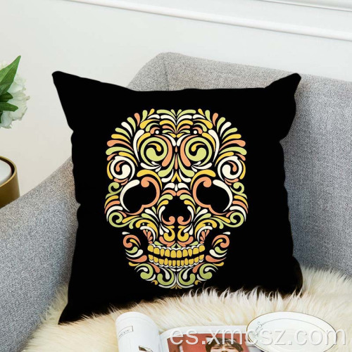 Funda de cojín de lona personalizada con estampado de calavera linda 18x18